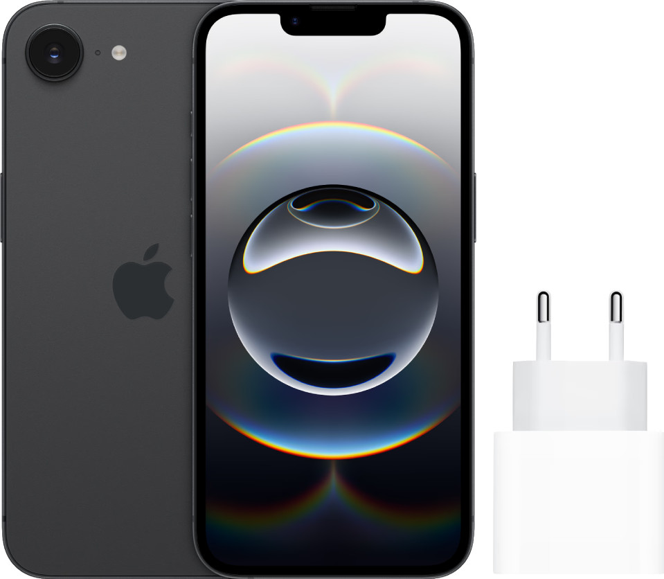 Apple iPhone 16e 128GB Zwart + Apple Snellader